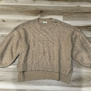 Andthewhy Shimmer Leopard Knit Crewneck Sweater Women’s Small/Medium